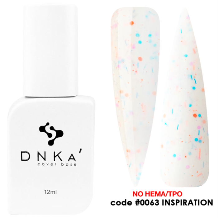 База камуфлююча DNKa Cover Base New Formula №0063 Inspiration, молочна з конфетті, 12 мл