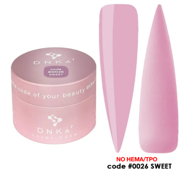 База камуфлирующая DNKa Cover Rubber Base French New Formula №0026 Sweet, нежно-розовая, 30 мл