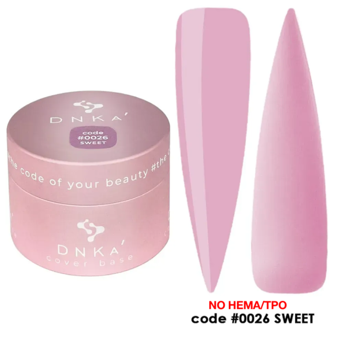 База камуфлирующая DNKa Cover Rubber Base French New Formula №0026 Sweet, нежно-розовая, 30 мл