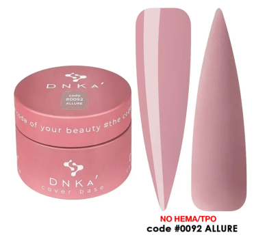 База камуфлирующая DNKa Cover Rubber Base French New Formula №0092 Allure, нюдово-розовая, 30 мл