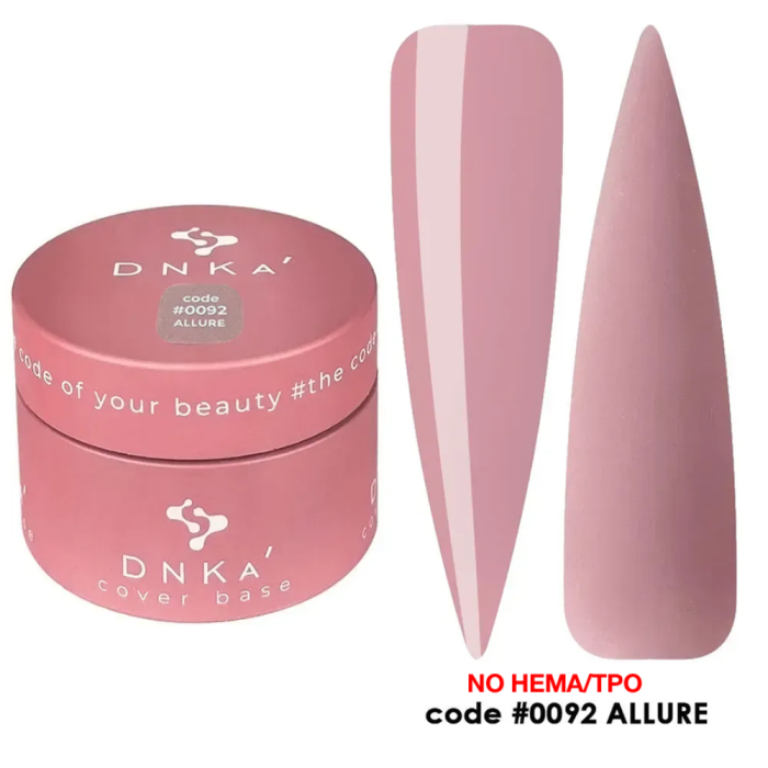 База камуфлирующая DNKa Cover Rubber Base French New Formula №0092 Allure, нюдово-розовая, 30 мл