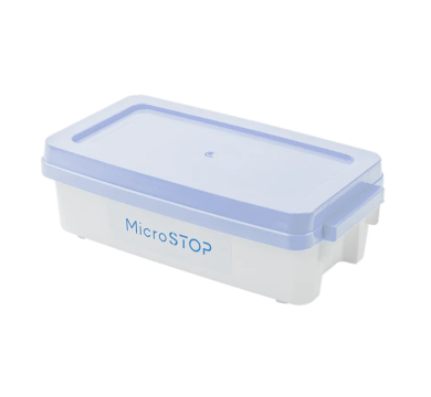 Контейнер (ванна) Microstop для стерилізації інструментів, із ніжно-блакитною кришкою, 1 л