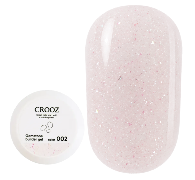 Гель для наращивания Crooz Gemstone Builder gel №02, светло-розовый с розовой паталлю, 15 мл