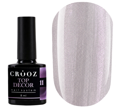 Топ котяче око Crooz Tор Decor №11, без липкого шару, срібно-рожевий, 8 мл