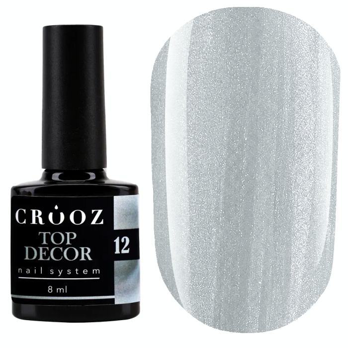 Топ котяче око Crooz Tор Decor №12, без липкого шару, срібний, 8 мл