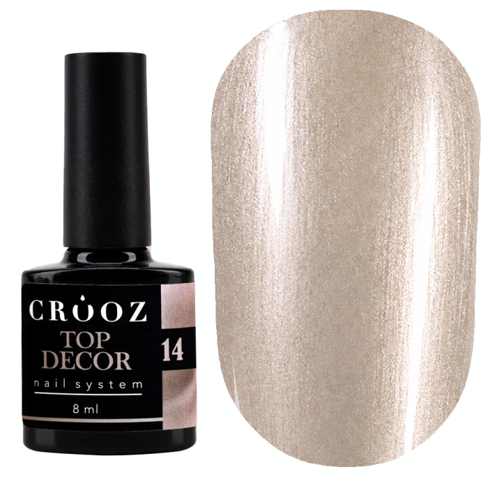 Топ кошачий глаз Crooz Tор Decor №14, без липкого слоя, золотой шампань, 8 мл