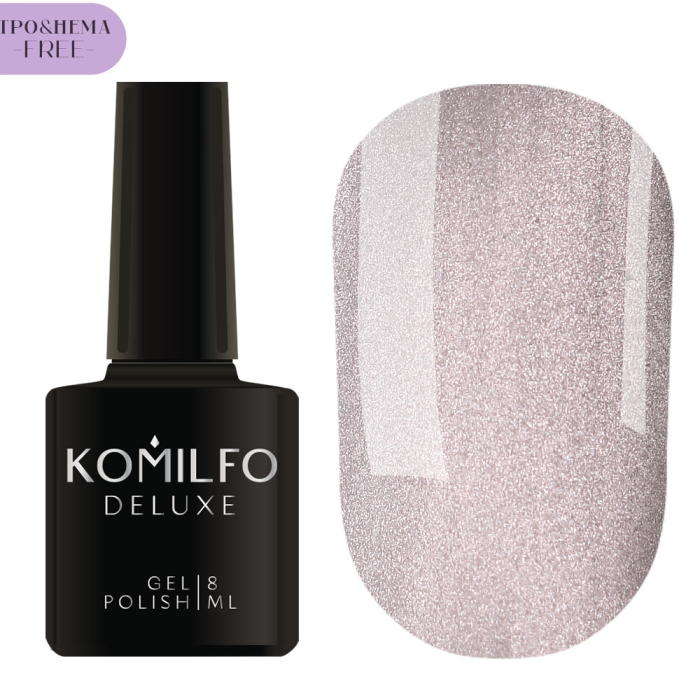 Гель-лак котяче око Komilfo Silk Cat Eye №001, срібний нюд, 8 мл (HEMA/TPO free)