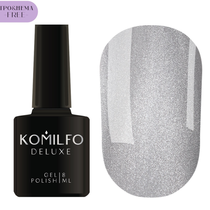 Гель-лак котяче око Komilfo Silk Cat Eye №002, срібний, 8 мл (HEMA/TPO free)