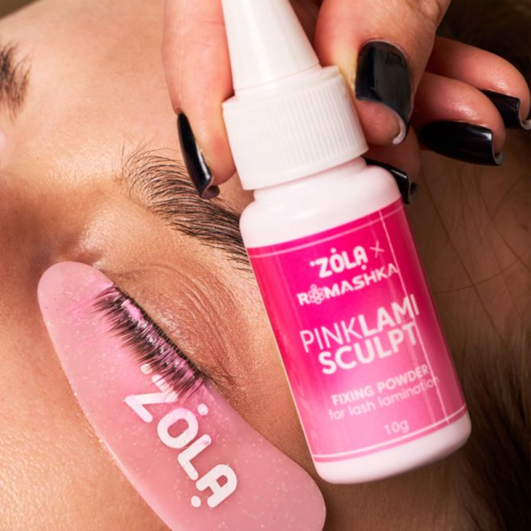 Фиксирующая пудра ZOLA x Romashka для ламинирования ресниц Pink LamiSculpt, 10 г