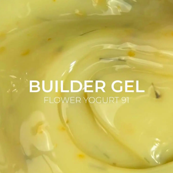 Гель для нарощування Edlen Builder Gel Flower Yogurt №91, жовтий із жовтими сухоцвітами, 15 мл