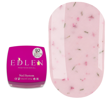Гель для нарощування Edlen Builder Gel Flower Yogurt №92, рожевий із рожевими сухоцвітами, 30мл