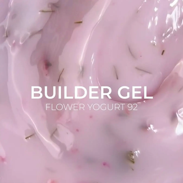 Гель для нарощування Edlen Builder Gel Flower Yogurt №92, рожевий із рожевими сухоцвітами, 30мл