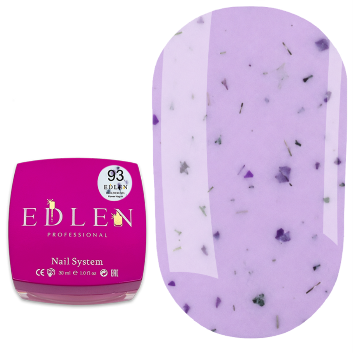 Гель для нарощування Edlen Builder Gel Flower Yogurt №93, ліловий із фіолетовими сухоцвітами, 30мл