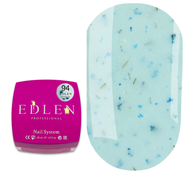 Гель для нарощування Edlen Builder Gel Flower Yogurt №94, блакитний із блакитними сухоцвітами, 30мл