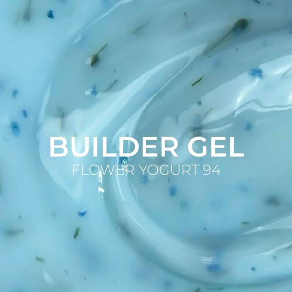 Гель для нарощування Edlen Builder Gel Flower Yogurt №94, блакитний із блакитними сухоцвітами, 30мл
