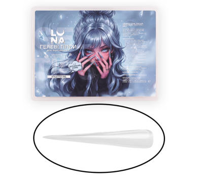 Гелеві типси для нарощування LUNA Stiletto XXL, стилет, 11+1 розмірів, 120 шт.