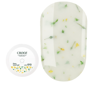 Гель конструюючий Crooz Flora Touch Gel №13, із сухоцвітами, молочно-салатовий, 15 мл