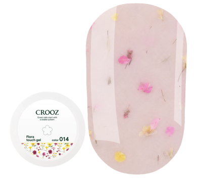 Гель конструюючий Crooz Flora Touch Gel №14, із сухоцвітами,  молочно-персиковий, 15 мл