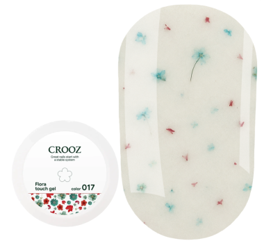 Гель конструюючий Crooz Flora Touch Gel №17, із бірюзовими сухоцвітами,  молочний, 15 мл