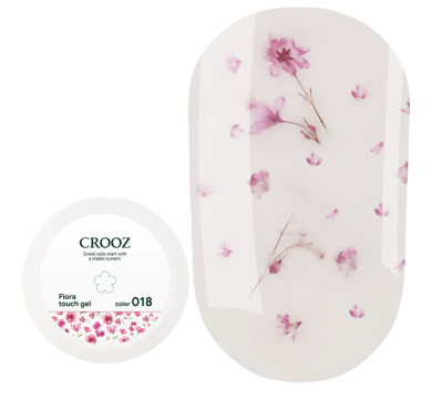 Гель конструюючий Crooz Flora Touch Gel №18, із рожевими сухоцвітами,  молочний, 15 мл
