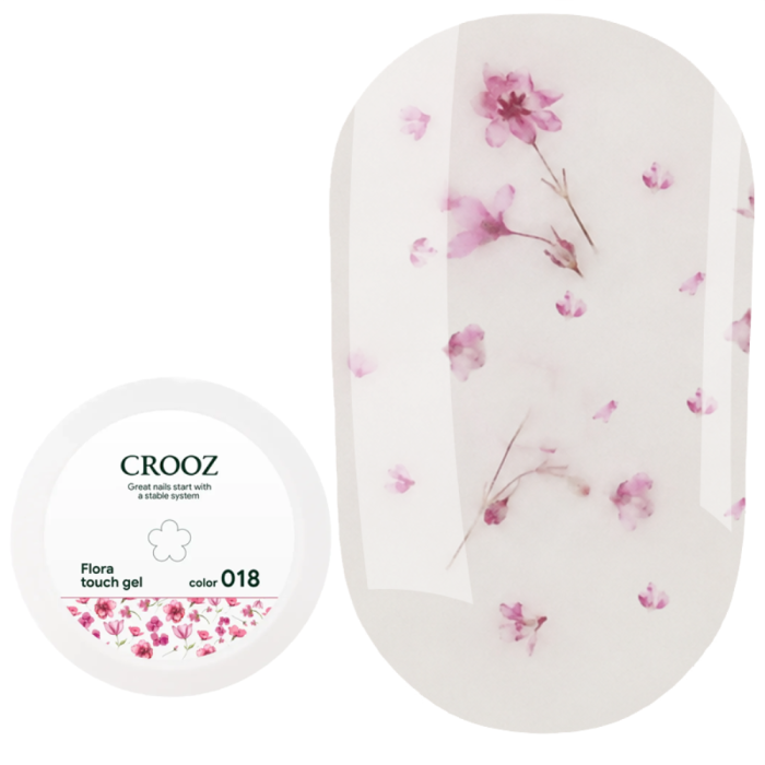 Гель конструирующий Crooz Flora Touch Gel №18, с розовыми сухоцветами, молочный, 15 мл