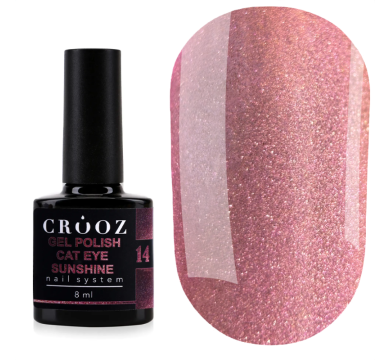 Гель-лак кошачий глаз Crooz Cat Sunshine №14, светло-розовый, 8 мл