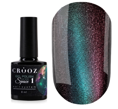 Гель-лак кошачий глаз Crooz Space Cat №01, бордово-голубой, 8 мл