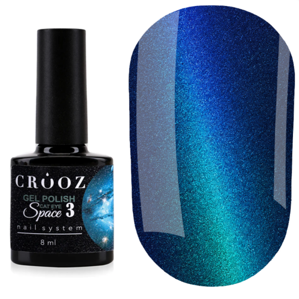 Гель-лак кошачий глаз Crooz Space Cat №03, сине-голубой, 8 мл
