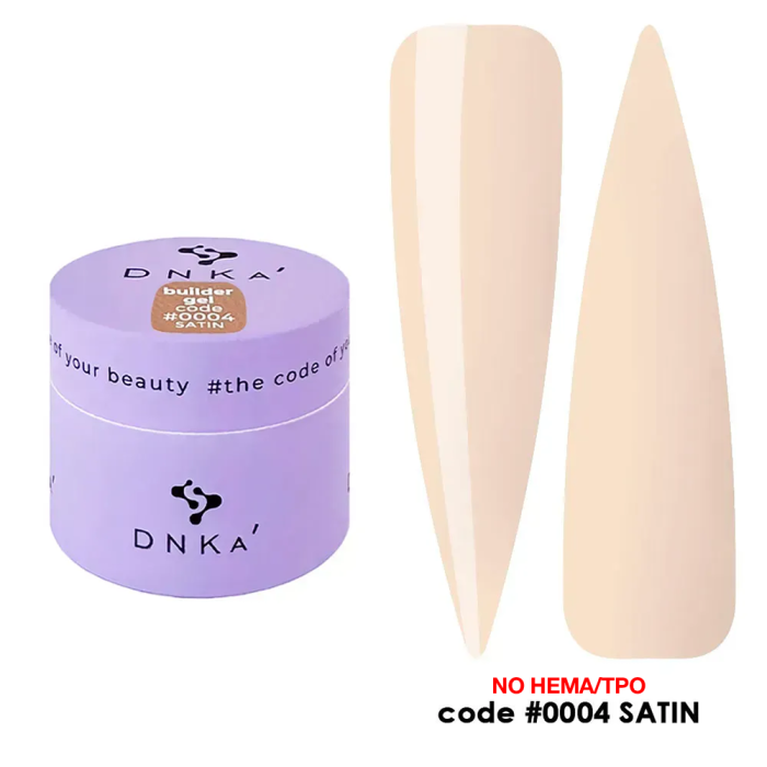 Гель для наращивания DNKa Builder Gel New Formula #0004 Satin, нежный беж, 15 мл