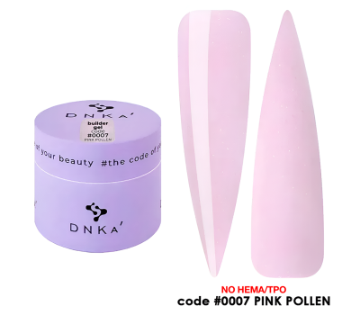 Гель для наращивания DNKa Builder Gel New Formula #0007 Pink Pollen, нежно-розовый с шиммером, 15 мл