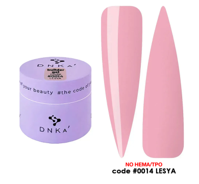 Гель для нарощування DNKa Builder Gel New Formula #0014 Lesya, пильна троянда, 15 мл