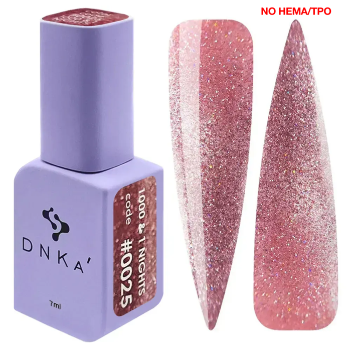 Гель-лак кошачий глаз DNKa Gel Polish 1000&1 Nights #0025 New Formula, светоотражающий, розовый, 7мл