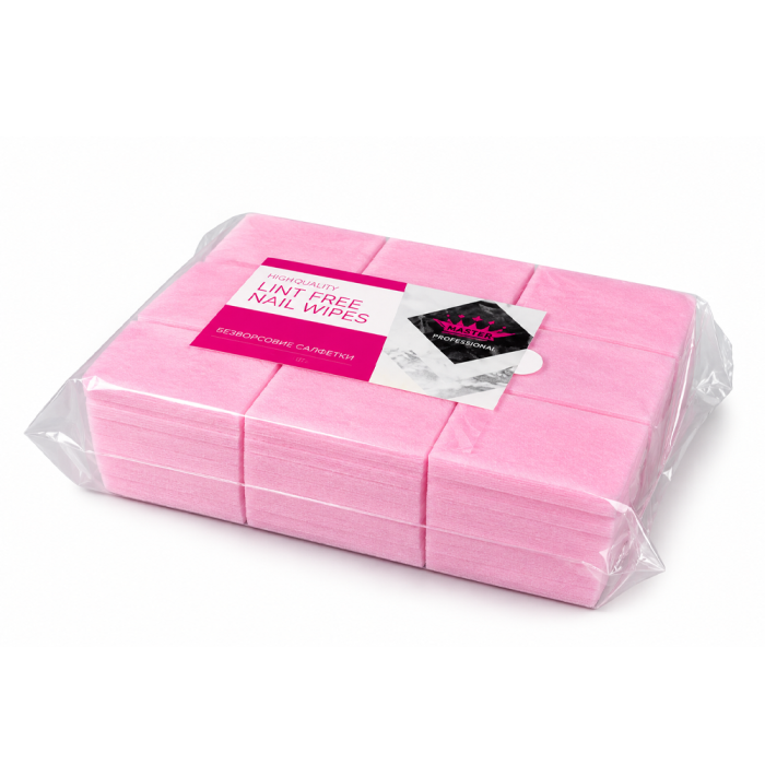 Салфетки безворсовые Master Professional High Quality 4х6 см, 1000 шт, розовые