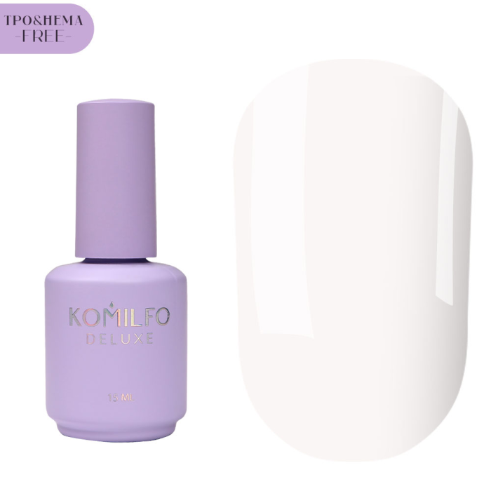 База каучуковая для гель-лака Komilfo Milky White Base, молочно-белая, 15 мл (HEMA/TPO free)