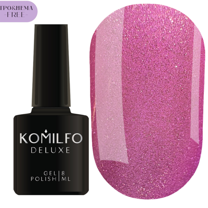 Гель-лак котяче око Komilfo 9D Cat Eye №002, рожевий, 8 мл (HEMA/TPO free)