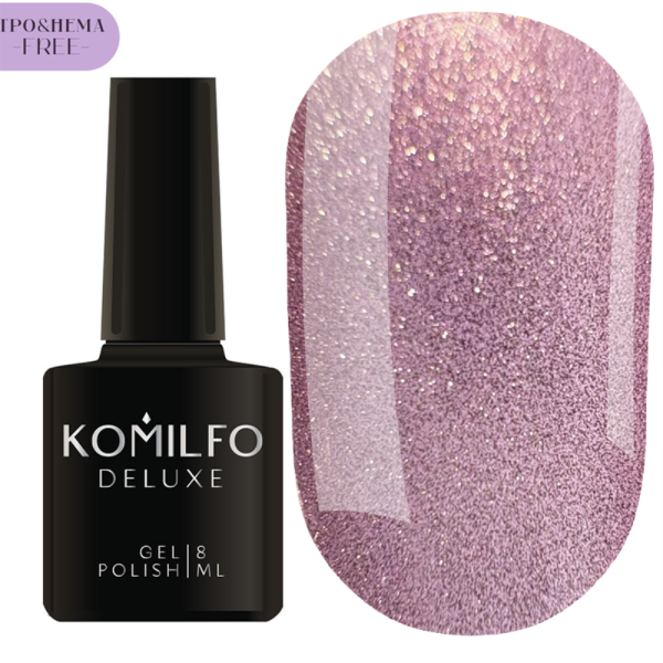 Гель-лак котяче око Komilfo 9D Cat Eye №003, бежево-фіолетова, 8 мл (HEMA/TPO free)