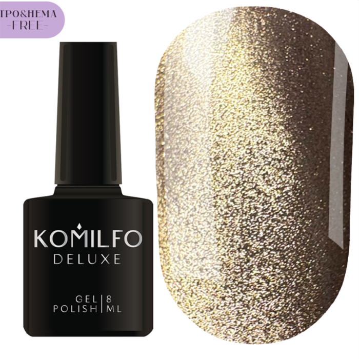 Гель-лак котяче око Komilfo 9D Cat Eye №005, графітовий, 8 мл (HEMA/TPO free)