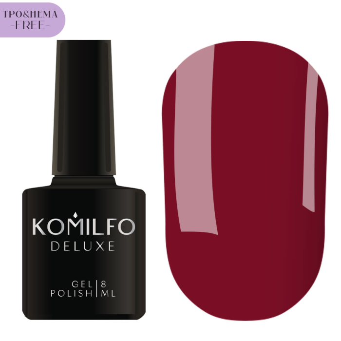 Гель-лак Komilfo Deluxe Series №D096, ягодно-красный, 8 мл (HEMA/TPO free)