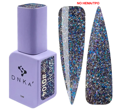 Гель-лак DNKa Gel Polish Color New Formula #0104, прозорий із синіми блискітками, 7 мл