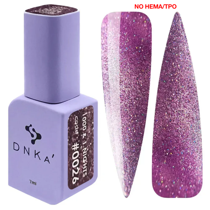 Гель-лак кошачий глаз DNKa Gel Polish 1000&1 Nights #0026 New Formula, светоотражающий, сливовый,7мл