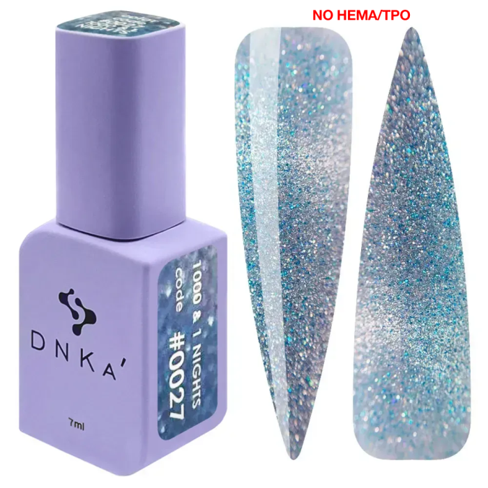 Гель-лак котяче око DNKa Gel Polish 1000&1 Nights #0027 New Formula, світловідбівний, блакитний, 7мл