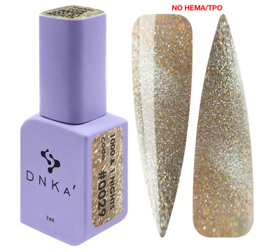 Гель-лак котяче око DNKa Gel Polish 1000&1 Nights #0029 New Formula, світловідбівний, золотий, 7мл