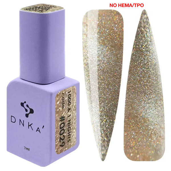 Гель-лак котяче око DNKa Gel Polish 1000&1 Nights #0029 New Formula, світловідбівний, золотий, 7мл