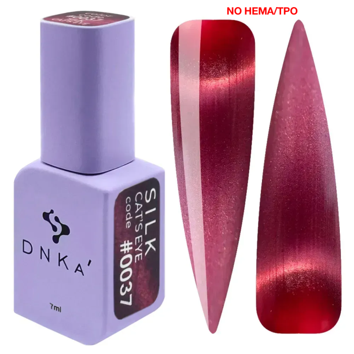 Гель-лак котяче око DNKa Color Gel Polish Cat`s Eye #0037 Silk New Formula, червоно-рубіновий, 7 мл