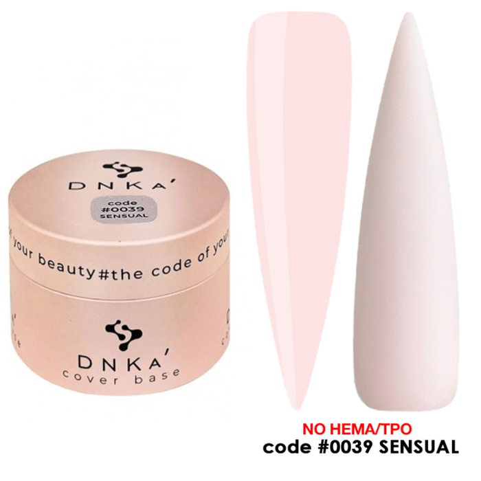 База камуфлююча DNKa Cover Rubber Base French New Formula №0039 Sensual, молочно-рожева, 30 мл