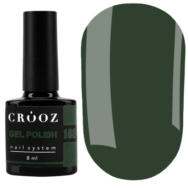 Гель лак Crooz Gel Polish №108, глибокий темно-зелений, 8 мл