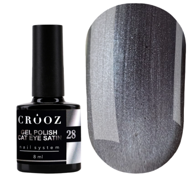 Гель-лак кошачий глаз Crooz Cat Satin №28, дымно-серый, 8 мл