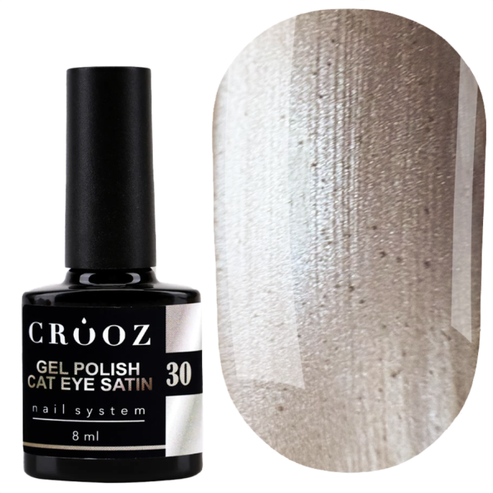 Гель-лак котяче око Crooz Cat Satin №30, теплий коричневий, 8 мл